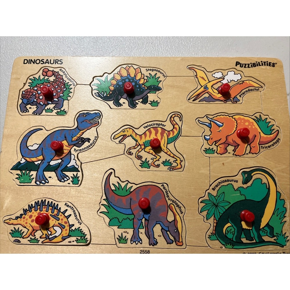 Wood Dinosaur Puzzle From Small World Toys 2002 Puzzibilities Baby Toddler Play